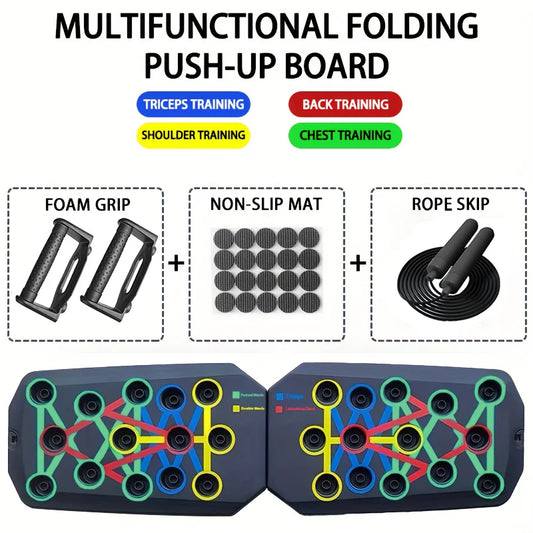 Portable Multifunctional Push-Up Board Set with Handles Foldable Fitness Equipment for Chest Abdomen Arms and Back Training