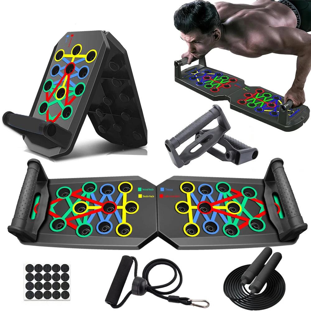 Portable Multifunctional Push-Up Board Set with Handles Foldable Fitness Equipment for Chest Abdomen Arms and Back Training